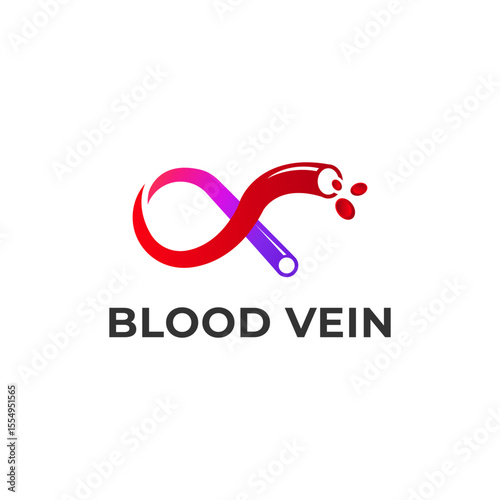 Infinity Blood Vein Logo Design Medical, Healthcare, Red, Purple
