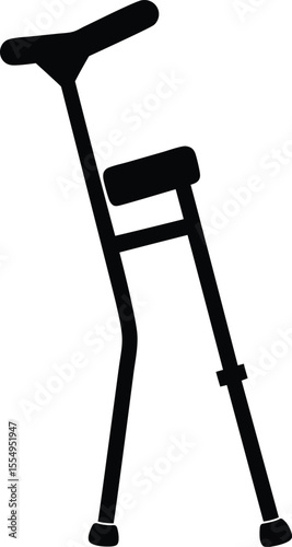 crutch walking aid vector silhouette art and illustration