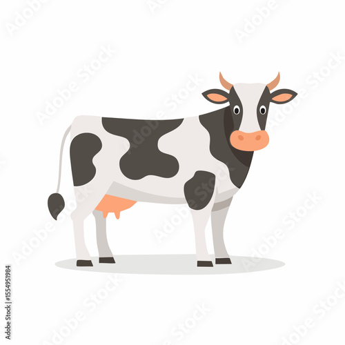 Adorable Cartoon Cow Illustration Black and White Dairy Cow
