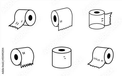 Toilet paper vector line art illustration