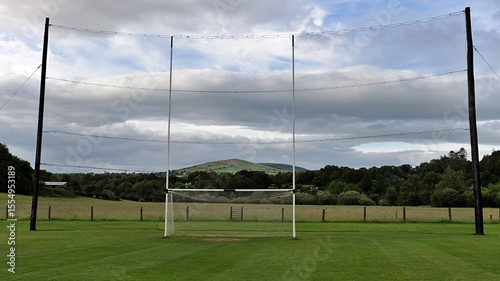 Schilderij op canvas Irish Sport training ground with tall goal posts for gaelic football and rugby