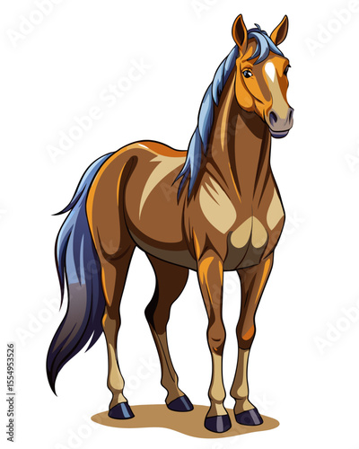 Horse realistic  design modern  , white background ,full  color