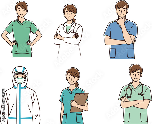 Medical Professionals in Uniform: Healthcare Team Illustration