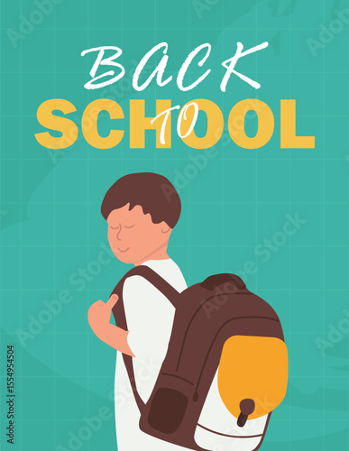 Template for a vector banner featuring a cute boy for the 