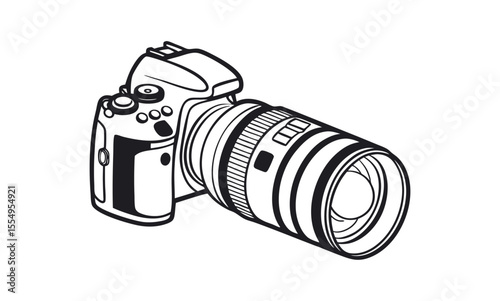 Detailed DSLR Camera Icon.