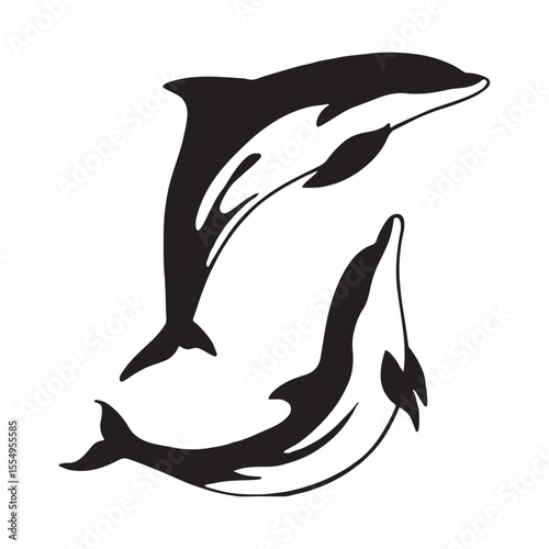 Collection of playful blue dolphins in various poses isolated on transparent background isolated on white background