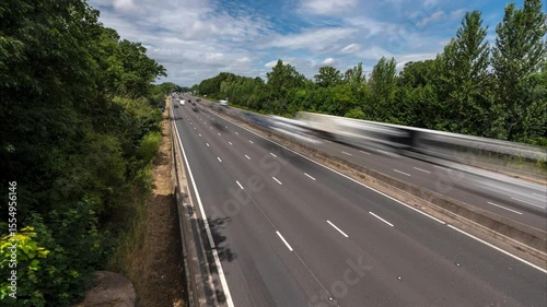Blurred traffic speeding on M1 Motorway in United Kingdom