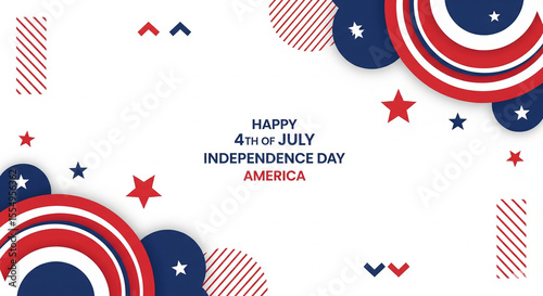 Abstract vector illustration celebrating the 4th of July, featuring patriotic American colors and festive design elements. Ideal for Independence Day banners, posters, and digital content.
