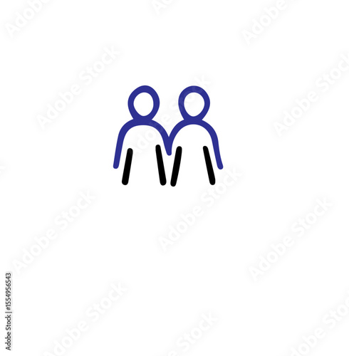 Two simple figures standing side by side in a white background