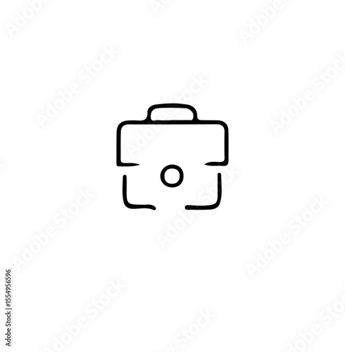 A simple line drawing of a briefcase in black and white art