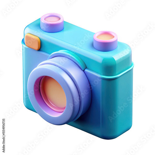 3d render of a cartoon camera icon isolated on transparent background