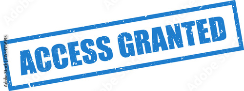 Blue Access Granted Rubber Stamp Word Text Written in Grunge Vector in Sharp Border, Vintage, Transparent Background, Svg, Png