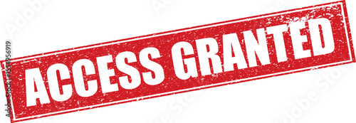 Red Access Granted Rubber Stamp Word Text Written in Reverse Grunge Vector in Double Sharp Border, Vintage, Transparent Background, Svg, Png