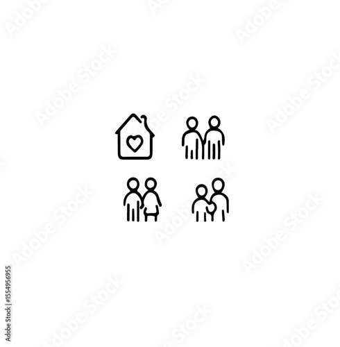 A simple illustration of family home and relationships icon