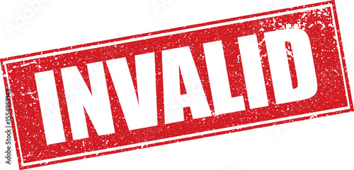 Red Invalid Rubber Stamp Word Text Written in Reverse Grunge Vector in Double Sharp Border, Vintage, Transparent Background, Svg, Png