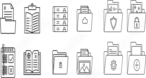 Set of black gas station and gas pump icons with symbols for fuel, technology, and business in vector design