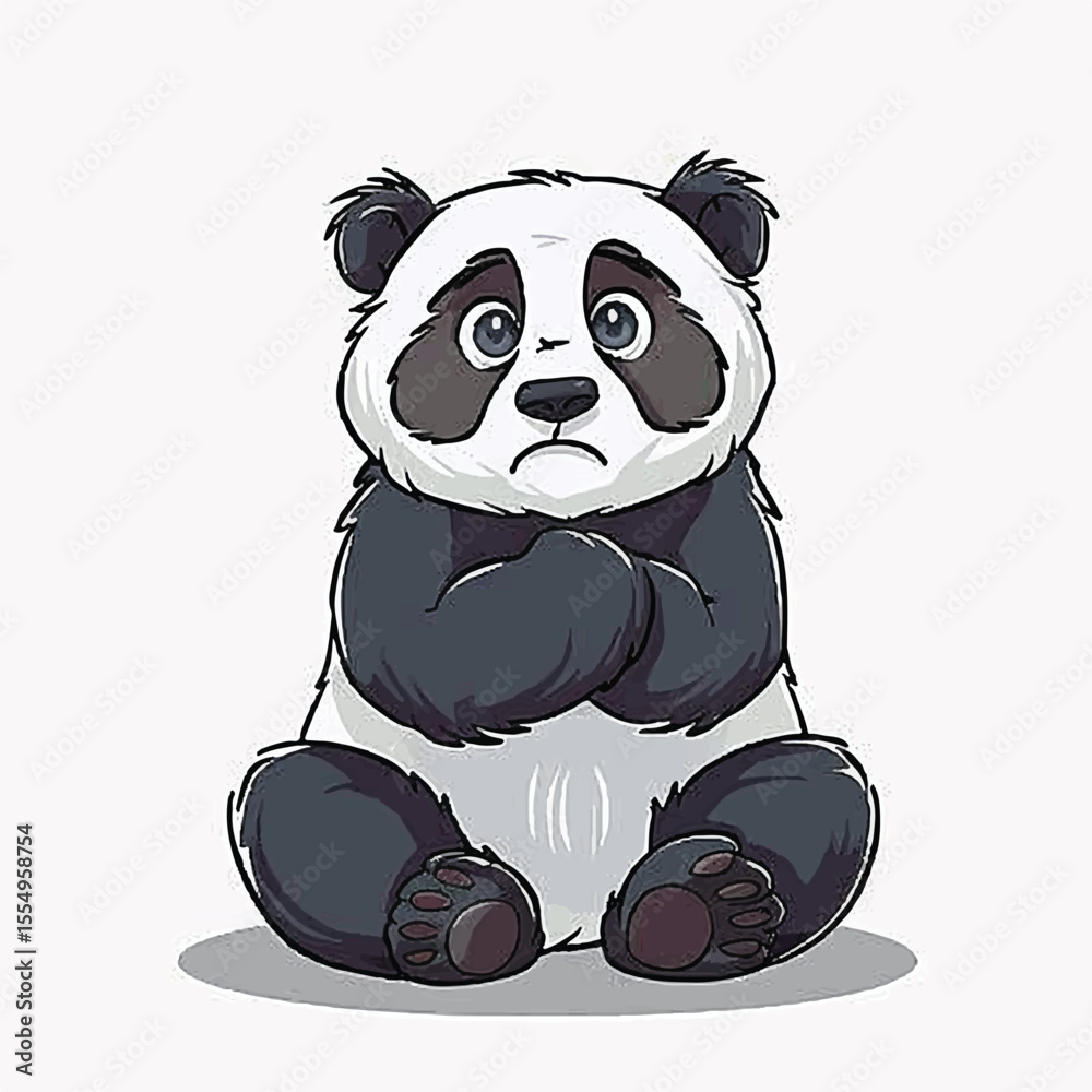 Obraz premium A Cartoon Panda Bear with a Sad Expression