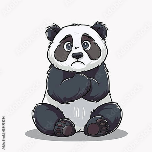 A Cartoon Panda Bear with a Sad Expression