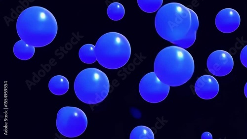 Futuristic space scene featuring luminous neon blue orbs and glowing spherical lights drifting dark background, creating vibrant, floating visual effects with energetic and mysterious space ambiance
