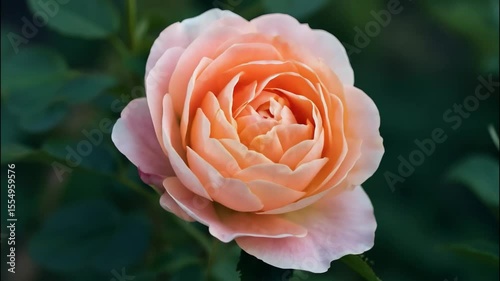 Elegant Peach Rose Blossom in Full Bloom with Lush Green Leaves, Capturing Delicate Petals and Natural Beauty in Serene Garden Scene Featuring Floral and Plant Elements