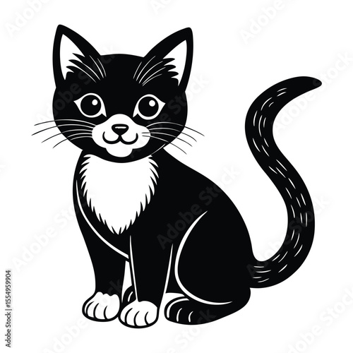 black and white cat vector
