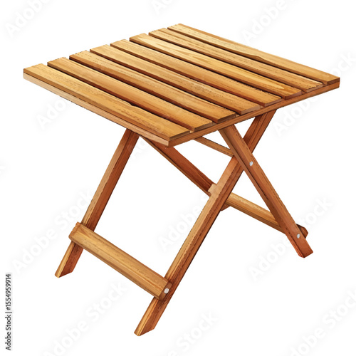 A Compact Foldable Wooden Table with Slatted Top and XShaped Legs