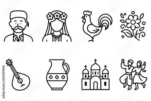 Traditional eastern european culture symbols and festivities, vector illustration