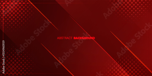 Abstract red background with diagonal lines, halftone dots, modern dynamic design.