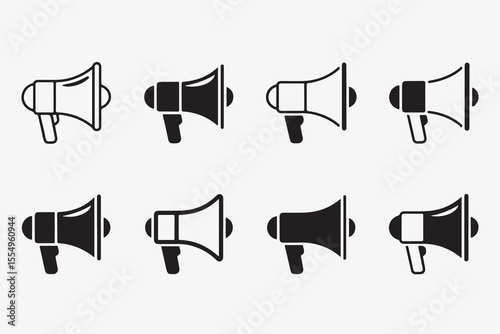 Set of Loudspeaker and Amplifier Icons for Public Events and Announcements