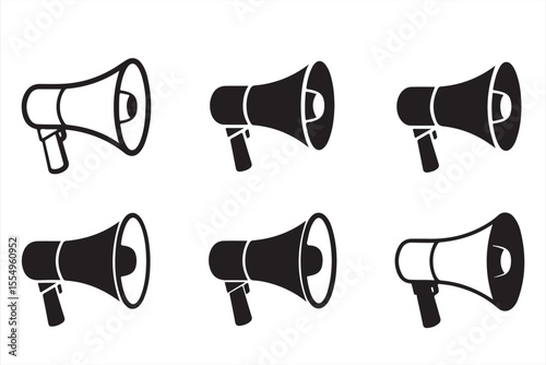 Collection of Loudspeaker and Megaphone Icons for Communication Use
