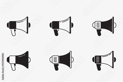 Megaphone Icon Set for Public Speaking and Communication Themes
