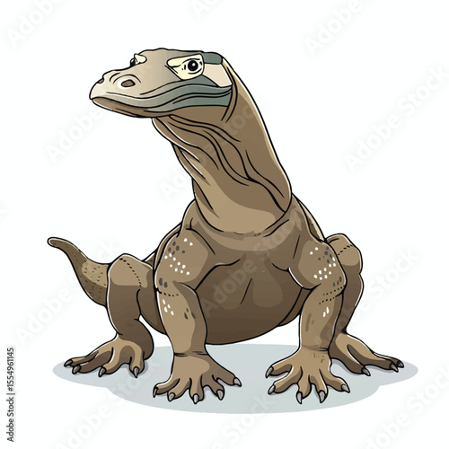 A Detailed Illustration of a Komodo Dragon in a Bold Style