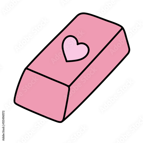 pink eraser with heart