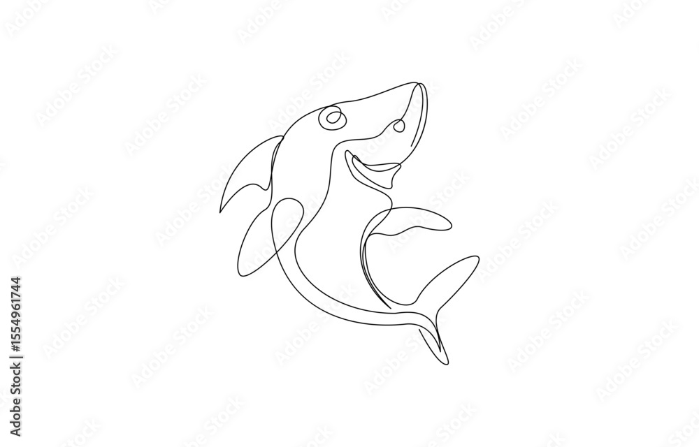 Obraz premium shark continuous line art drawing