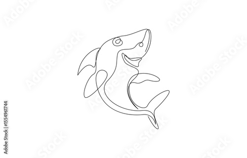shark continuous line art drawing