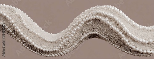 Cream-colored background showcasing an elegant wave of pearls flowing gracefully in a soft, textured composition for a calming visual experience
