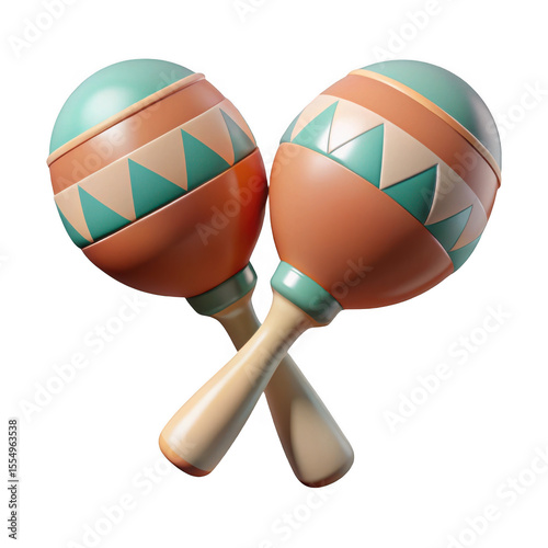 3d realistic maracas pair isolated on transparent background