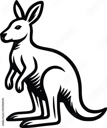 kangaroo vector hand drawn illustration line art