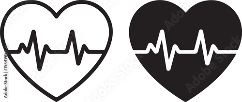 Heartbeat Pulse in Heart Silhouette Simple Medical Representation for Cardiology Diagnostics and Healthcare Conceptual Vector Illustration