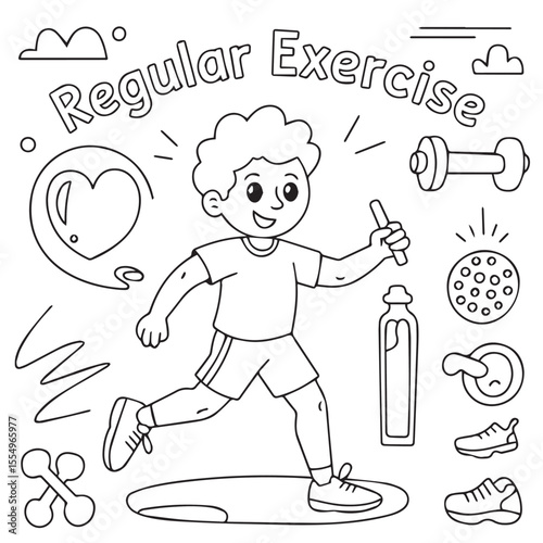 Regular exercise coloring page book design.