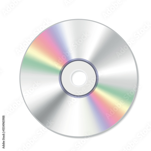 Illustration of a blank compact disc on a white background showing its reflective surface and ready for burning multimedia content