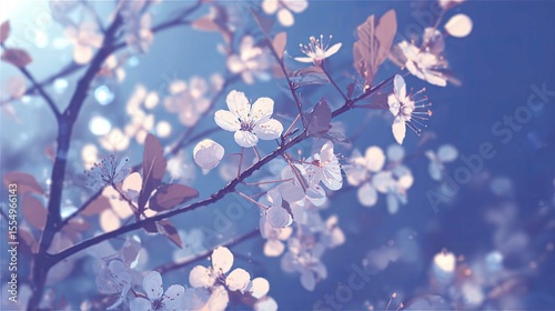 Elegant spring floral pattern featuring soft pastel pink and white cherry blossoms in a dreamy watercolor style with delicate brush strokes and a soft-focus background