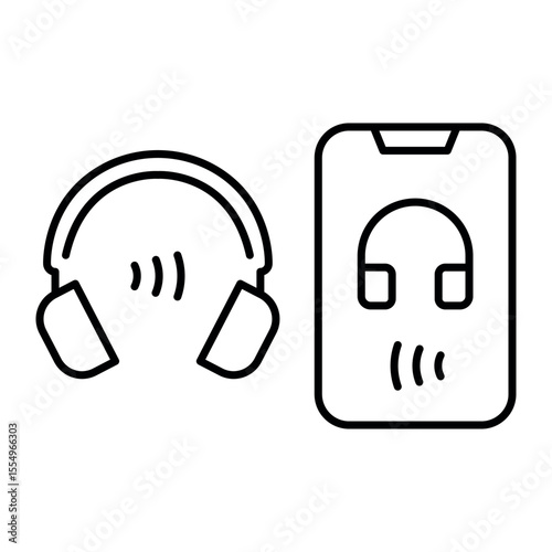 A wireless bluetooth connection icon showing headphones and a mobile device. The icon represents a seamless audio connection for listening.