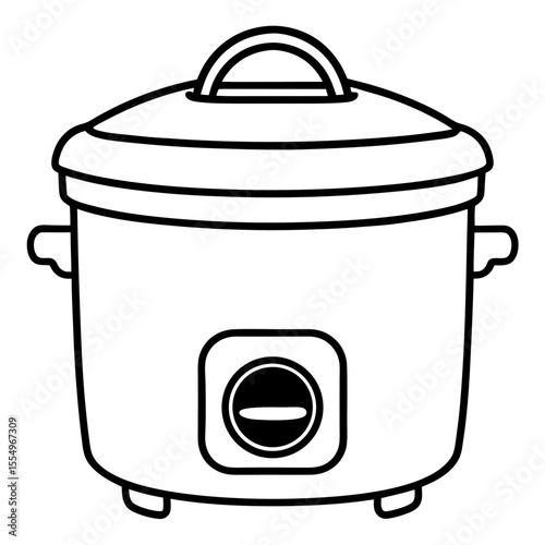 Minimal Rice Cooker Outline Vector