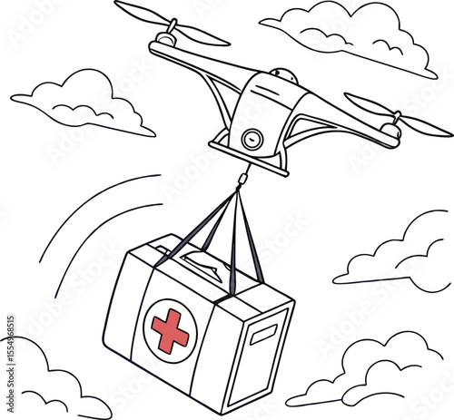 Old cartoon vector illustration of a man on a beach, a man on a roof, and a man on a phone, with a power line tower and windmill design symbol