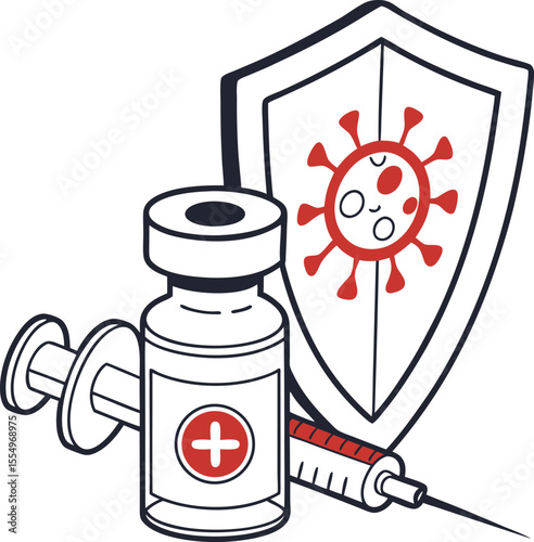 A vibrant vector cartoon illustration depicting a medicine symbol or icon, perfect for healthcare designs