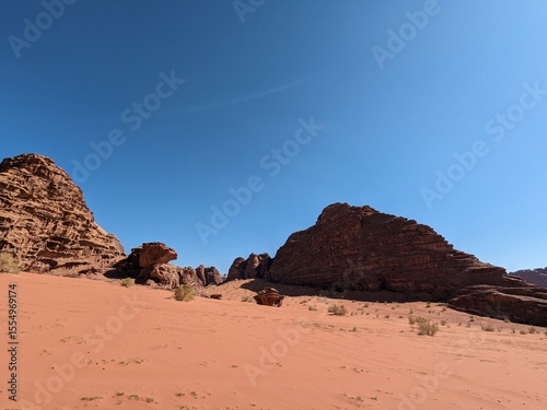 Wadi Rum Desert, Jordan. The red desert and Jabal Al Qattar mountain.Where some famous movies where shot,Star Wars,Lawrence of Arabia.