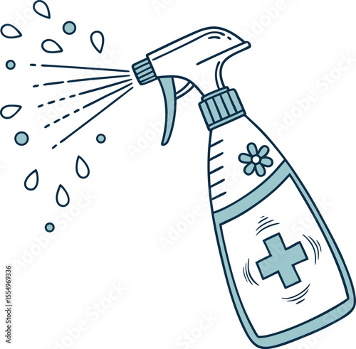 Isolated vector illustration of plastic spray bottles for water, cleaner, or other household liquids on a white background