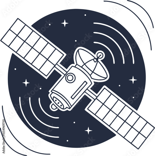 Hand-drawn vector illustration of an astronaut in space with a launching space shuttle, an icon of technology and exploration