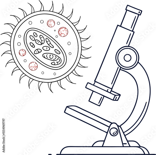 Microscope vector illustration: a scientific instrument drawing, perfect for a vintage lab design or educational symbol collection